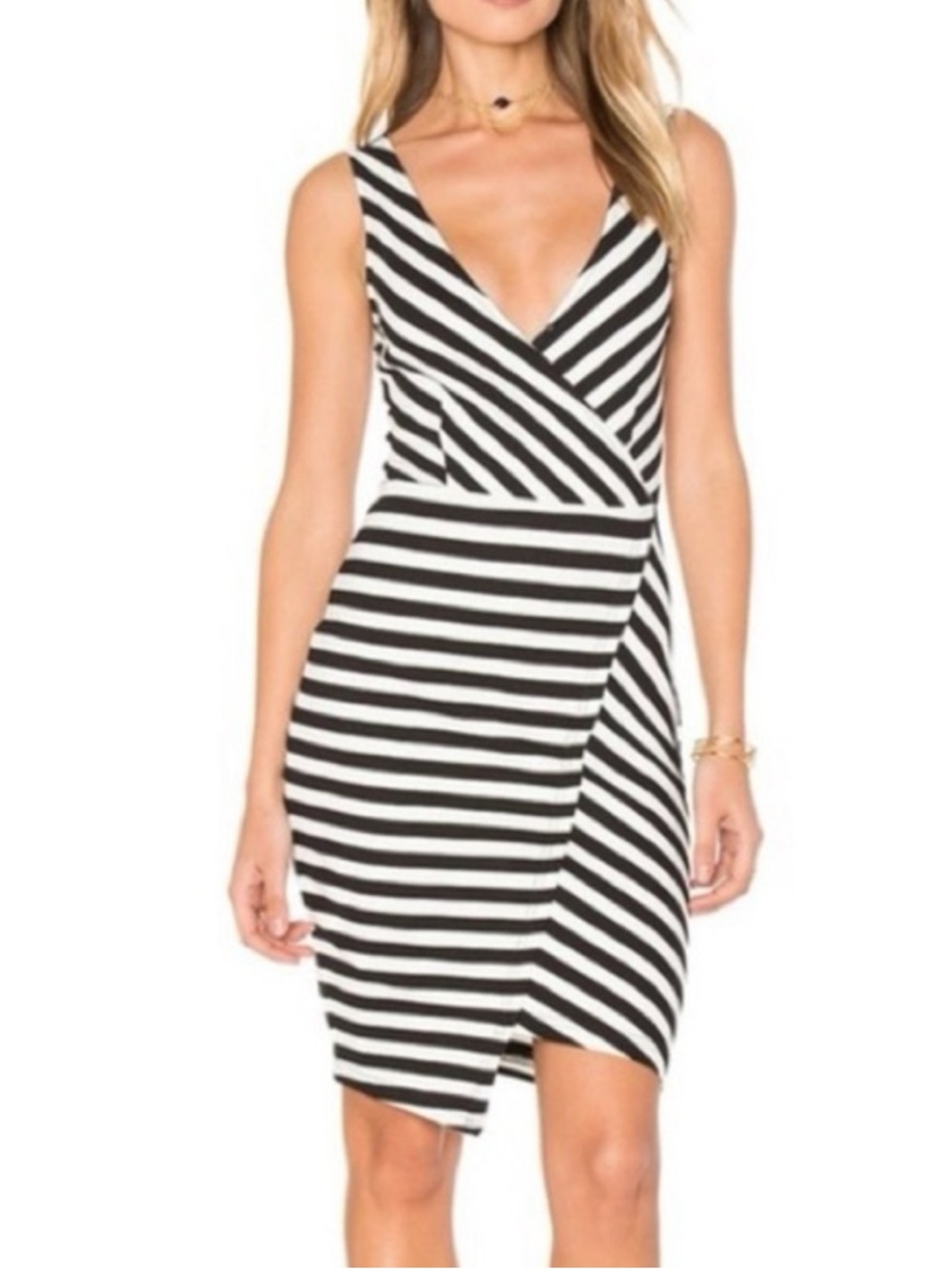 CUPCAKES AND CASHMERE Sheldon Striped Mini Dress Black White Striped NWT